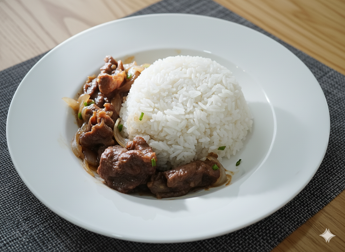 เนื้อน้ำมันหอยราดข้าว